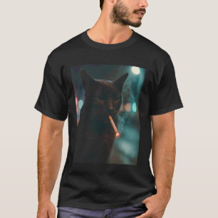 T-shirt Chat Drôle Fumant une Cigarette Mème Génération Z