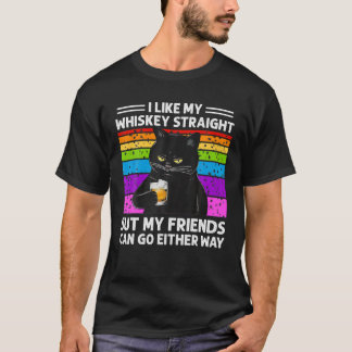 T-shirt Chat Drôle J'Aime Mon Whiskey Droit LGBTQ Pride