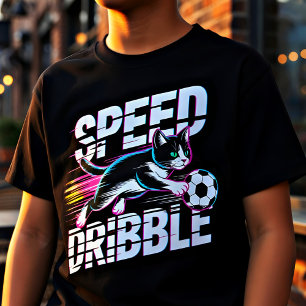 T-shirt Chat Drôle Jouant au Football - Cadeau pour Enfant
