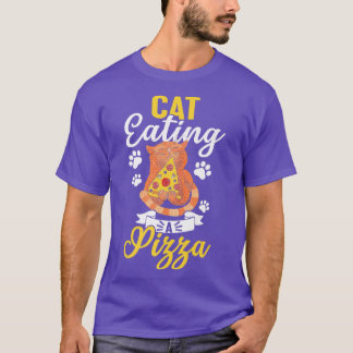 T-shirt Chat Drôle Manger Une Pizza 693 