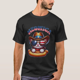T-shirt Chat Drôle Meowica 4 juillet Mignon Chat Américain
