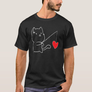 T-shirt Chat drôle pêche cœur Saint Valentin