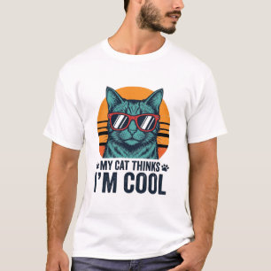 T-shirt Chat Drôle Pense Que Je Suis Cool Vintage