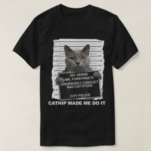 T-shirt Chat Drôle Photo D'identité L'herbe À Chat M'a Fai