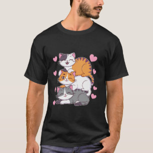 T-shirt Chat drôle Pile Stoppée Kitty Cute Cats Kawaii mig