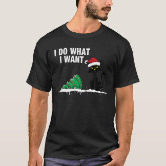 T-shirt Chat Drôle Qui Frappe Sur L'Arbre De Noël