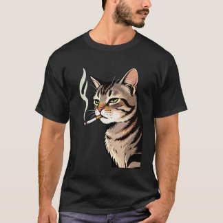 T-shirt Chat drôle qui fume, Kitty cigarette Mème Gen Z, C