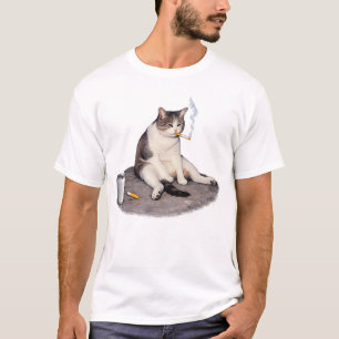 T-shirt Chat drôle qui fume, Kitty cigarette Mème Générati