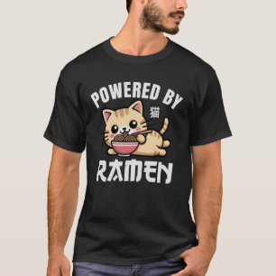T-shirt Chat Drôle Ramen Alimenté par Ramen Kawaii Anime C