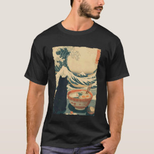 T-shirt Chat Drôle Ramen Grande Vague D'art À Kanagawa