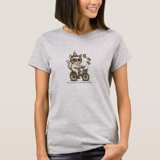 T-shirt Chat drôle sur le vélo lancer de l'argent