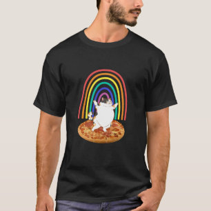 T-shirt Chat drôle sur pizza arc-en-ciel