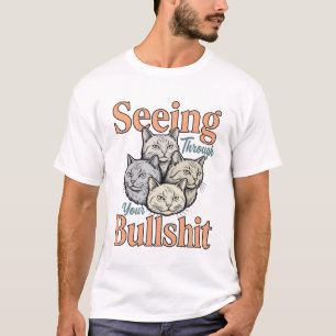 T-shirt Chat Drôle Voyant À Travers Votre Dessin Vintage