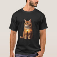 T-Shirt Chat du Voyage Intérieur Coucher de Soleil