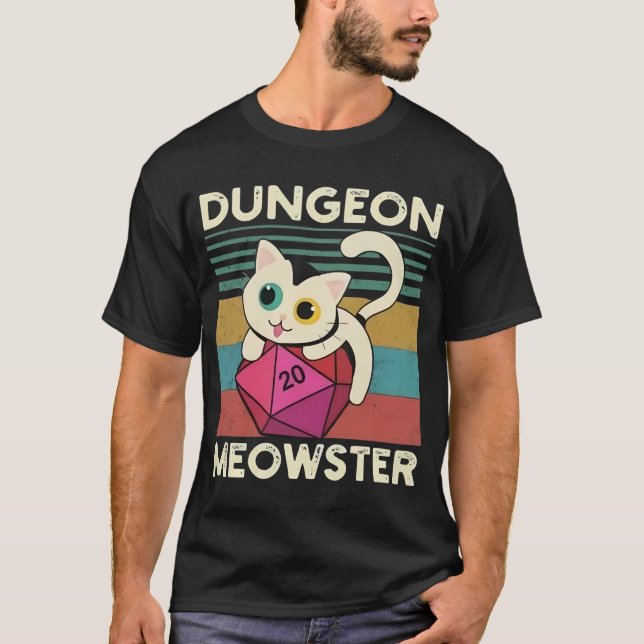 T-shirt Chat Dungeon Meowster Vintage (Devant)