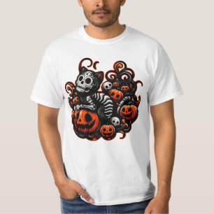 T-shirt Chat éffrayant et Citrouille