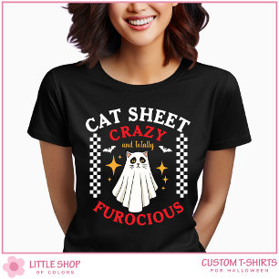 T-shirt Chat en costume de fantôme Femme Halloween