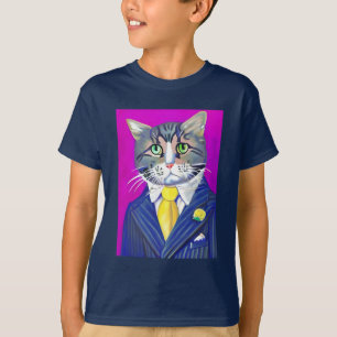 T-shirt Chat en costume et Cravate Tee de l'enfant