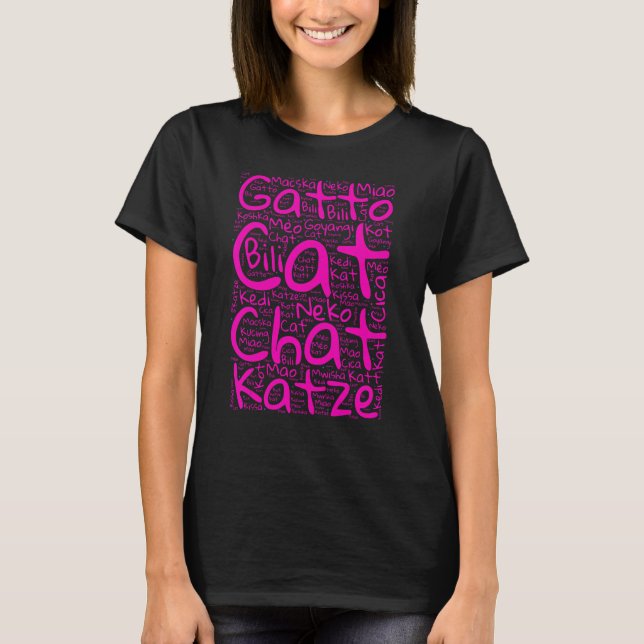 T-shirt Chat en différentes langues - Kitten Maman et Papa (Devant)