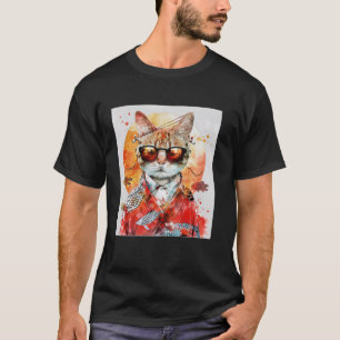 T-shirt Chat en Lunettes de Soleil Style Japonais Artistiq
