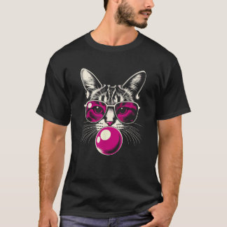 T-shirt Chat en lunettes roses Buble rose Hommes Femmes En
