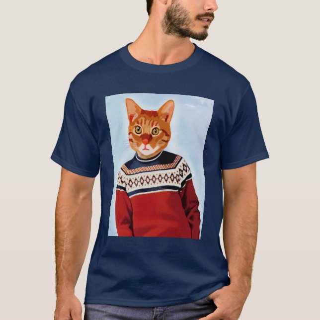 T-shirt Chat en pull-over (Devant)