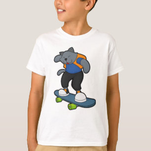 T-shirt Chat en Skateboard avec Skateboard