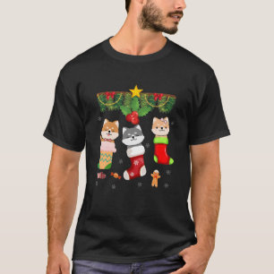 T-shirt Chat en Sock Père Noël Pyjamas de Noël Lumière