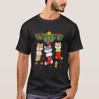 T-shirt Chat en Sock Père Noël Pyjamas de Noël Lumières Dr