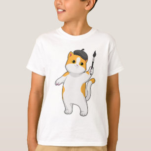 T-shirt Chat en tant que Peintre avec pinceau