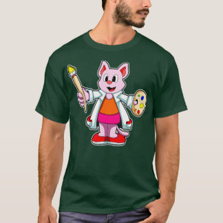 T-shirt Chat en tant que peintre avec pinceau