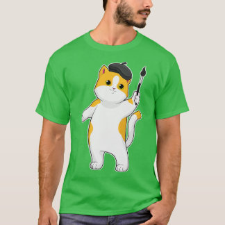 T-shirt Chat en tant que Peintre avec pinceau