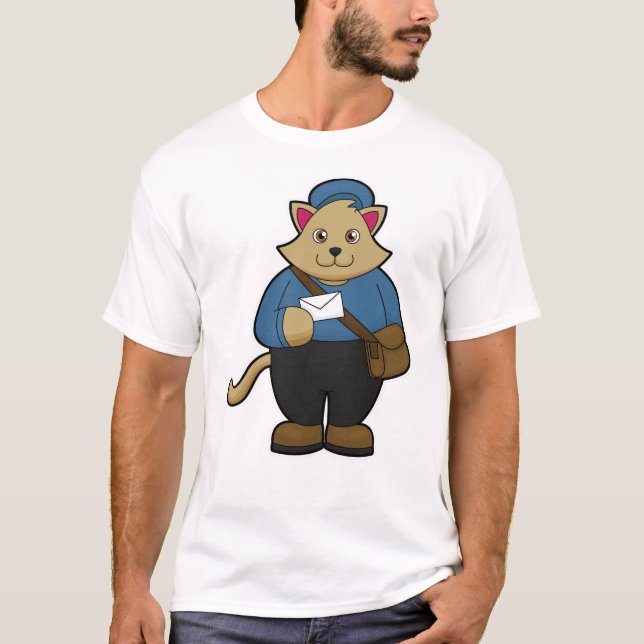T-shirt Chat en tant que Postman avec Enveloppe & Sac (Devant)