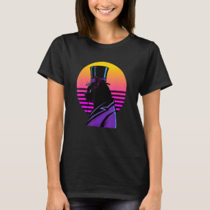 T-shirt Chat en violet Tuxedo Top Chapeau et Verre des yeu