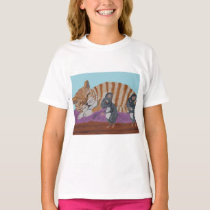 T-shirt Chat endormi avec des souris sournoises 