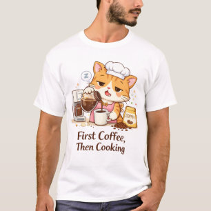 T-shirt Chat Endormi Heure du Café – D'abord Café Puis Cui