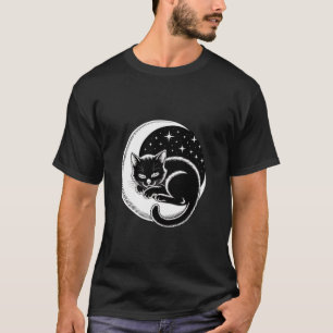 T-shirt Chat endormi sur un croissant de lune avec des éto