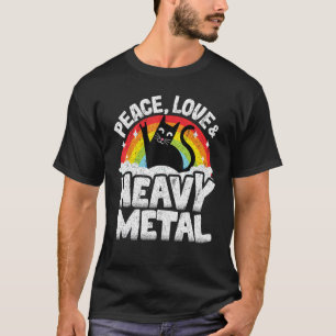 T-shirt Chat Enfants Groupe Punk Métal Peace Love & Heavy 