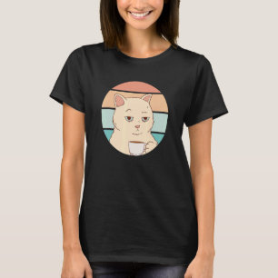 T-shirt Chat Ennuyé Avec Café