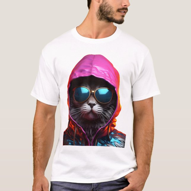 T-shirt Chat épique avec lunettes de soleil Chemise (Devant)