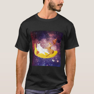 T-shirt Chat équitation banane en galaxie