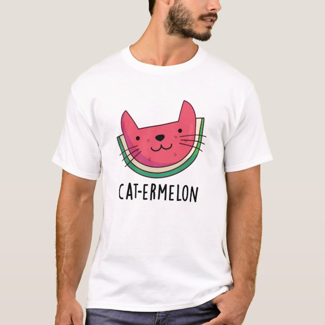 T-shirt Chat-Ermelon Funny Chat Watermelon Pun (Devant)