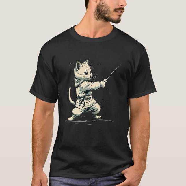 T-shirt Chat escrimeur sur l'escrime (Devant)