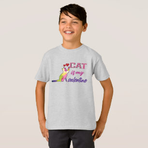 T-shirt chat est ma valentine, mon chat est ma valentine