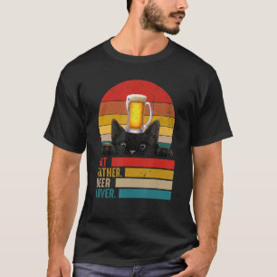 T-shirt Chat Et Bière Chat Père Bière Vintage Chat Papa