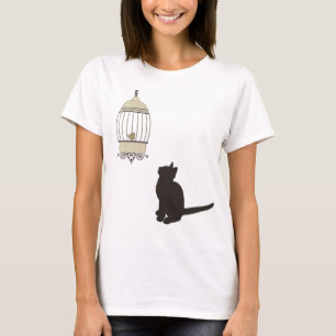 T-shirt Chat et cage à oiseaux