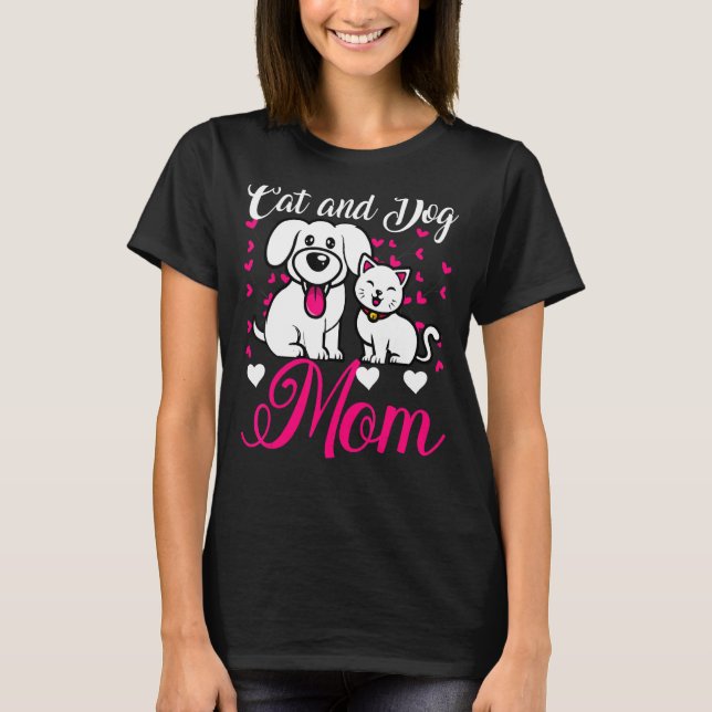 T-shirt Chat et chien Maman Animaux de compagnie Propriéta (Devant)