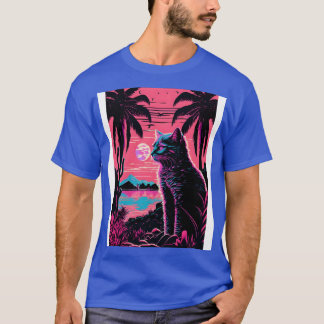 T-shirt Chat et nature Rétrowave Synthwave