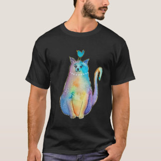 T-shirt Chat et oiseau patron, maître de l'équilibre, anim