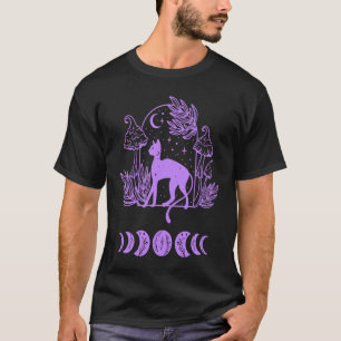 T-shirt Chat et Phase Lunaire Sorcière Nouvel Âge Violet F
